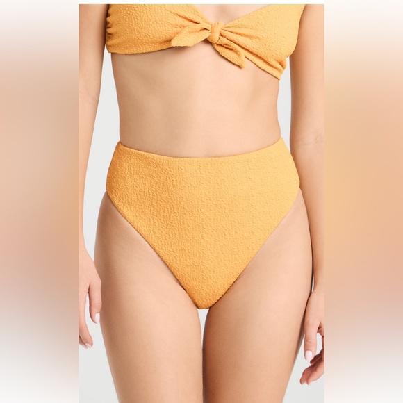 NWT Mara Hoffman High Rise Yellow smocked bikini bottom - Picture 4 of 5